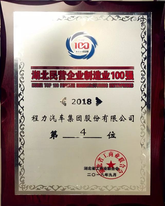 程力汽车集团强势挺进湖北省民企制造业100强前列